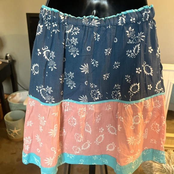 Anthropologie Kopal Floral Blue and Pink tiered skirt - Picture 2 of 4